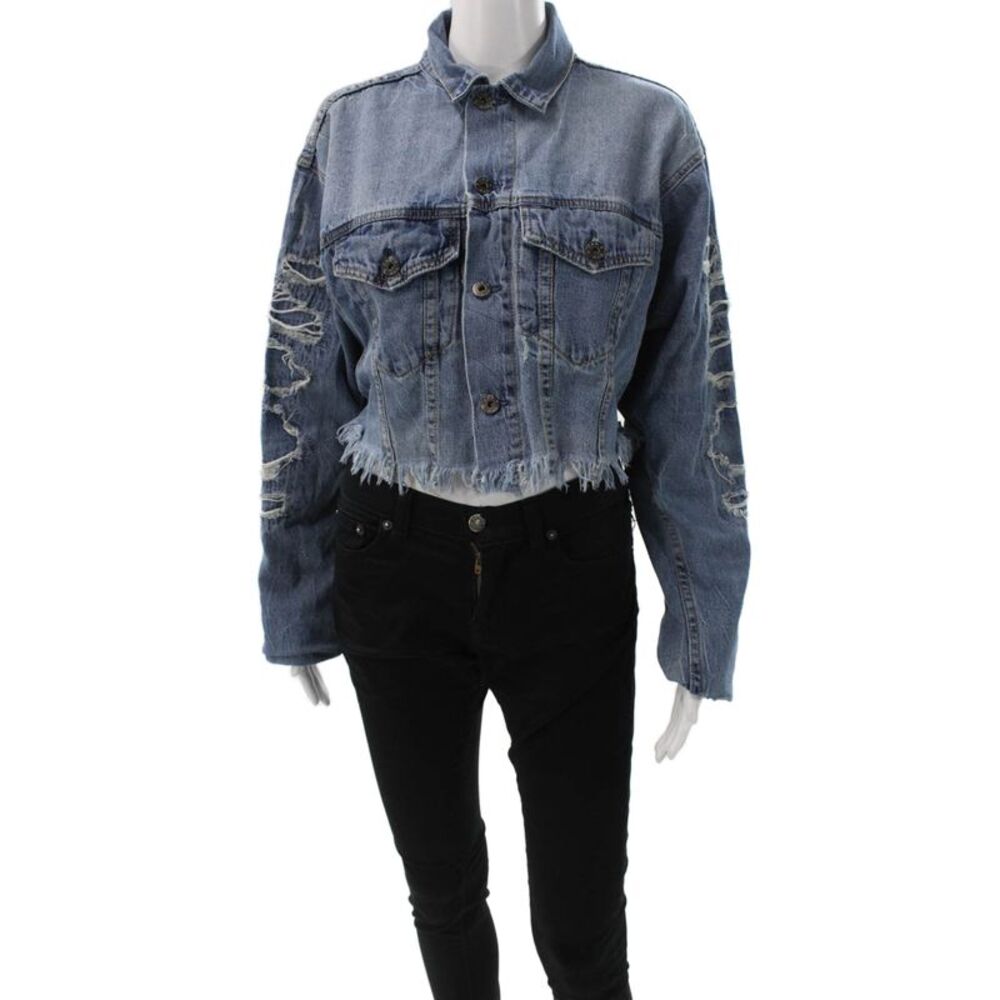 Carmar Womens Basic Denim Jacket Blue Button Long Sleeve Size S